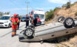 Gürece’de araç takla attı