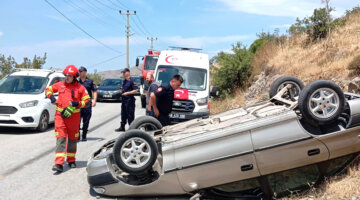 Gürece’de araç takla attı